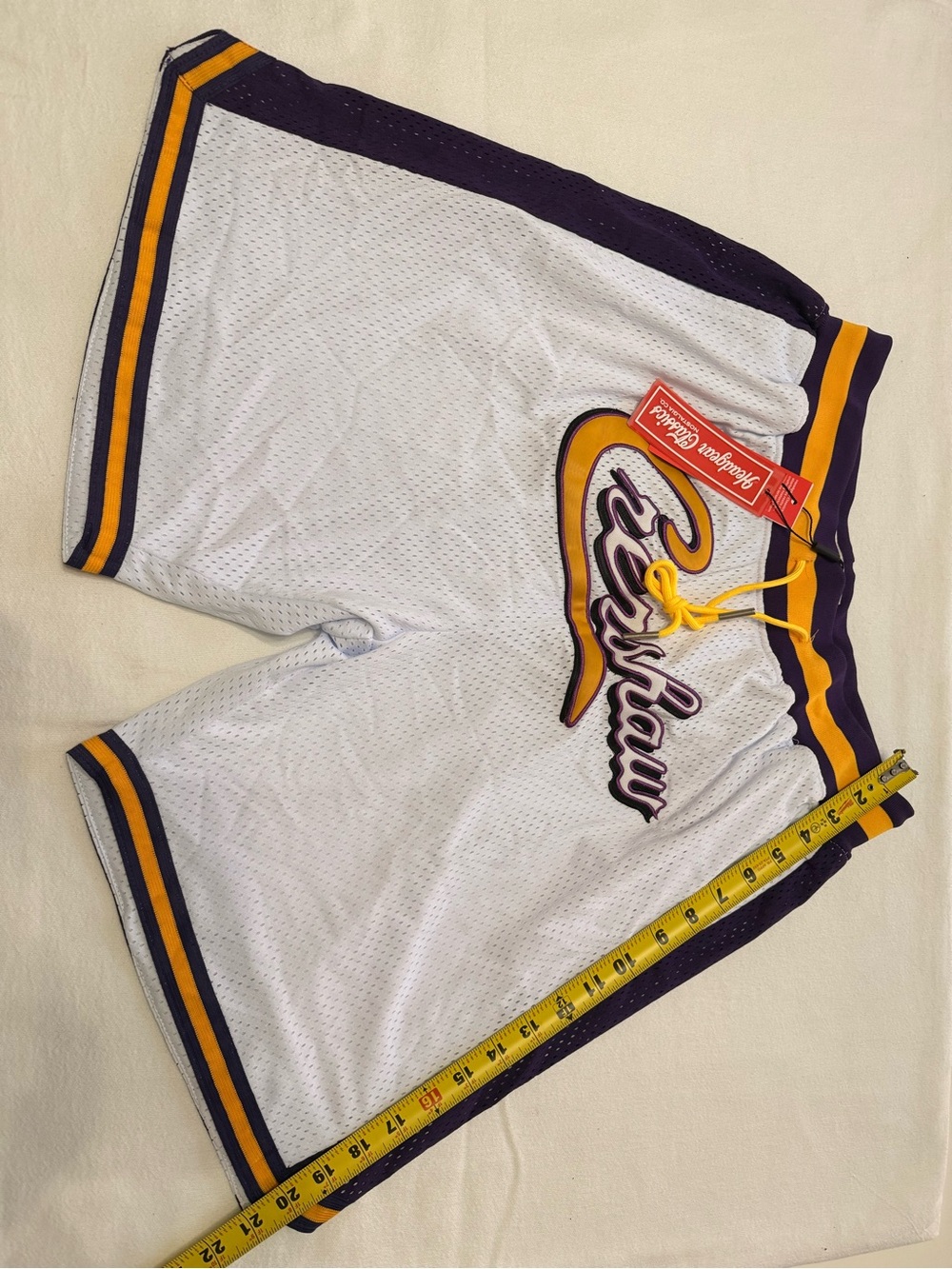 Headgear Classics Crenshaw Basketball Shorts Men’s Large White Purple Gold NWT